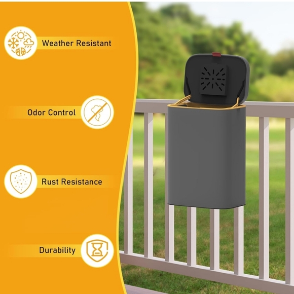 Outdoor Dog Poop Trash Can with Lid and Activated Carbon Filter Wall-Mounted - Picture 5 of 8